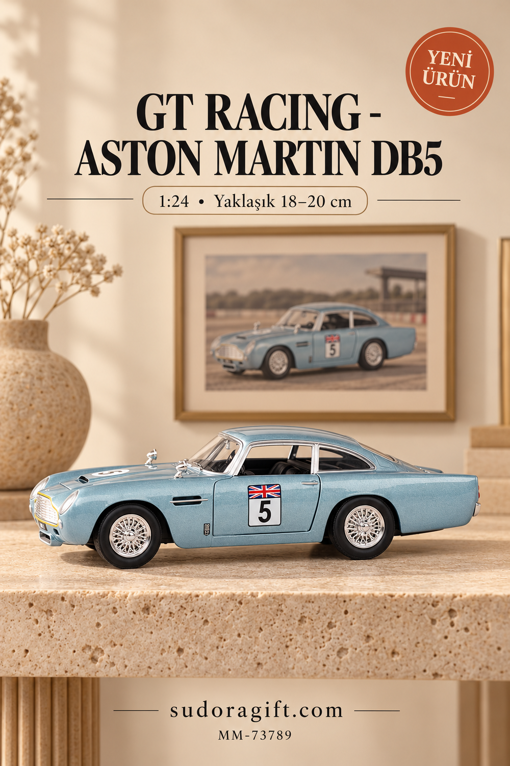 Motormax GT Racing Aston Martin DB5 1:24 Metal Model Araba – MM-73789 – Sol görünüm