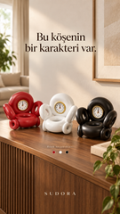 SUDORA Koltuk Figürlü Dekoratif Masa Saati Reçine 22 cm