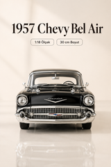 1957 Chevrolet Bel Air Siyah Coupe 1:18 Ölçek 30 cm Model Araba