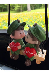 Romantik Çift Araba Aksesuarı – I Love You Yazılı Dekoratif Figür - 5 cm