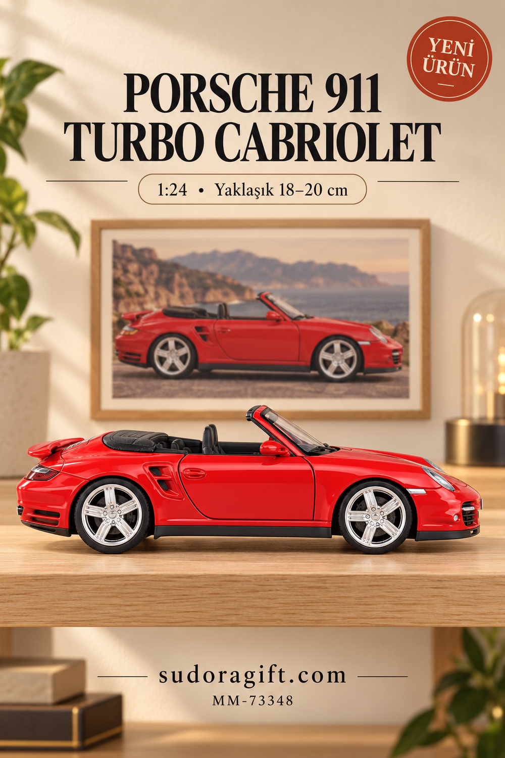 Motormax Porsche 911 Turbo Cabriolet 1:24 Metal Model Araba – MM-73348 – Sağ görünüm