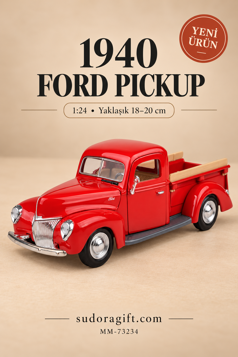 Motormax 1940 Ford Pickup 1:24 Metal Model Araba – MM-73234 – Ana görsel