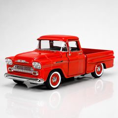 1958 Chevy Apache Fleetside Pickup (Kırmızı) 1:24 Seri Nostaljik Metal Araba