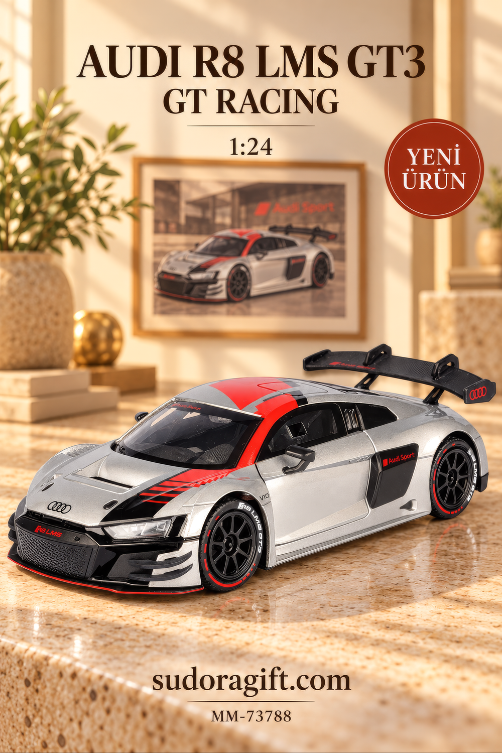 Motormax GT Racing Audi R8 LMS GT3 1:24 Metal Model Araba – MM-73788 – Ana Gorsel