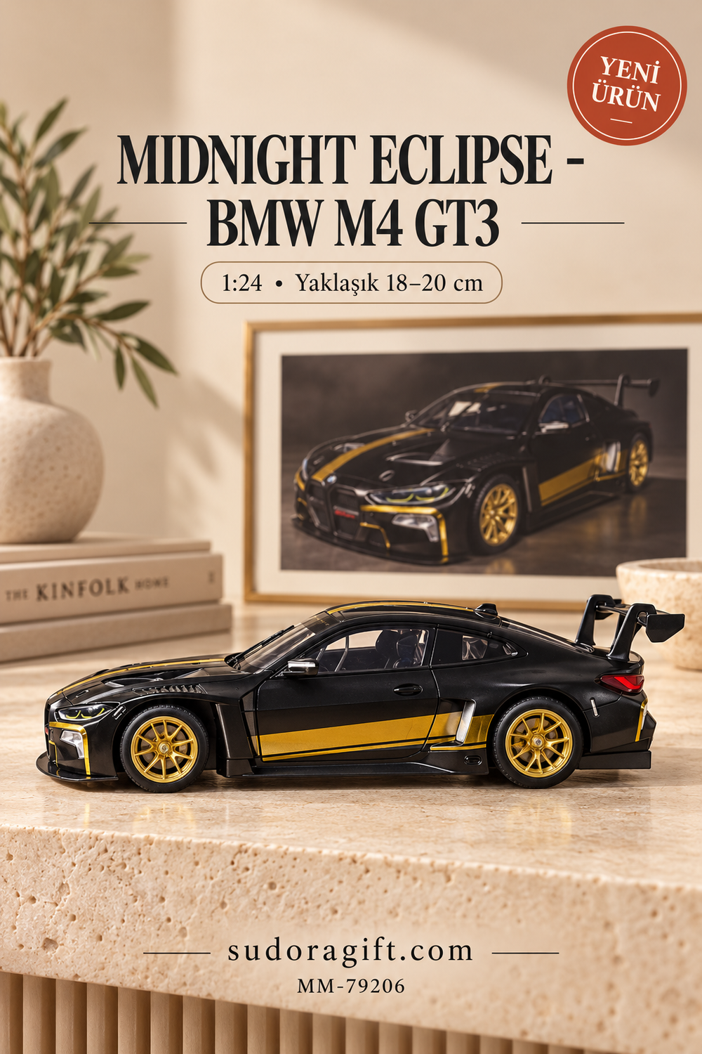 Motormax Midnight Eclipse BMW M4 GT3 1:24 Metal Model Araba – MM-79206 – Sol görünüm