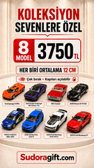 Die-Cast Koleksiyonluk Araba Seti - 8 Model Tek Pakette