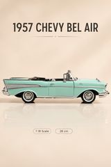 1957 Chevrolet Bel Air Mint Yeşili Cabrio 1:18 Ölçek 28 cm Model Araba
