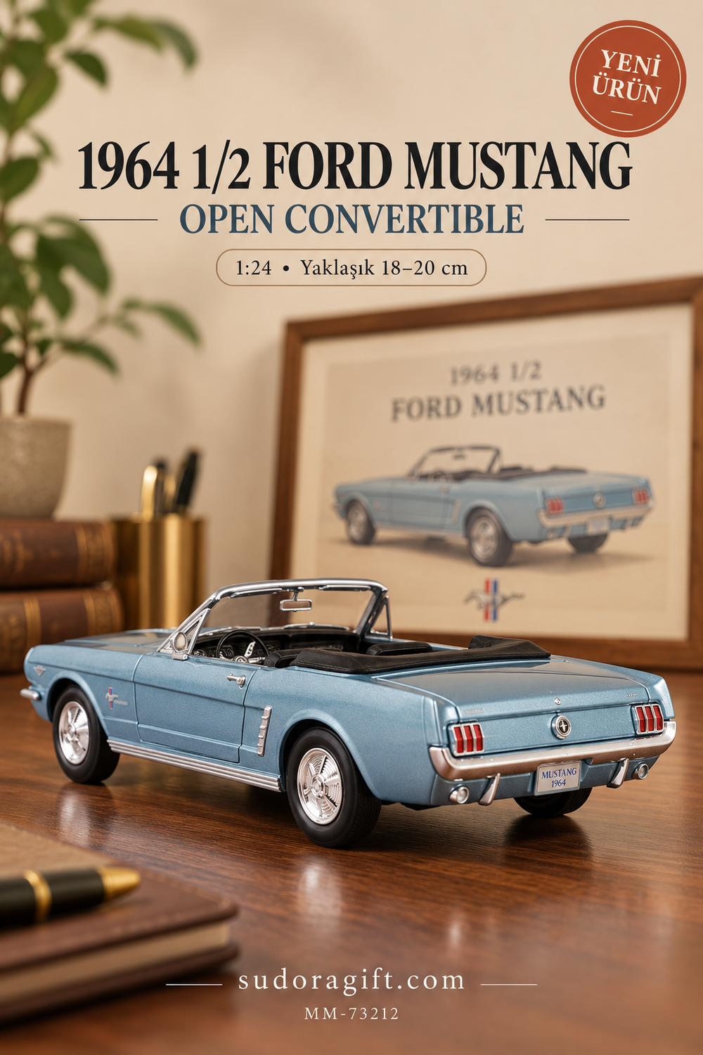 Motormax 1964½ Ford Mustang Cabrio 1:24 Metal Model Araba – MM-73212 – Arka görünüm