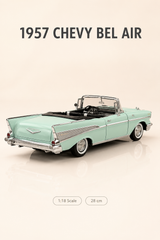 1957 Chevrolet Bel Air Mint Yeşili Cabrio 1:18 Ölçek 28 cm Model Araba