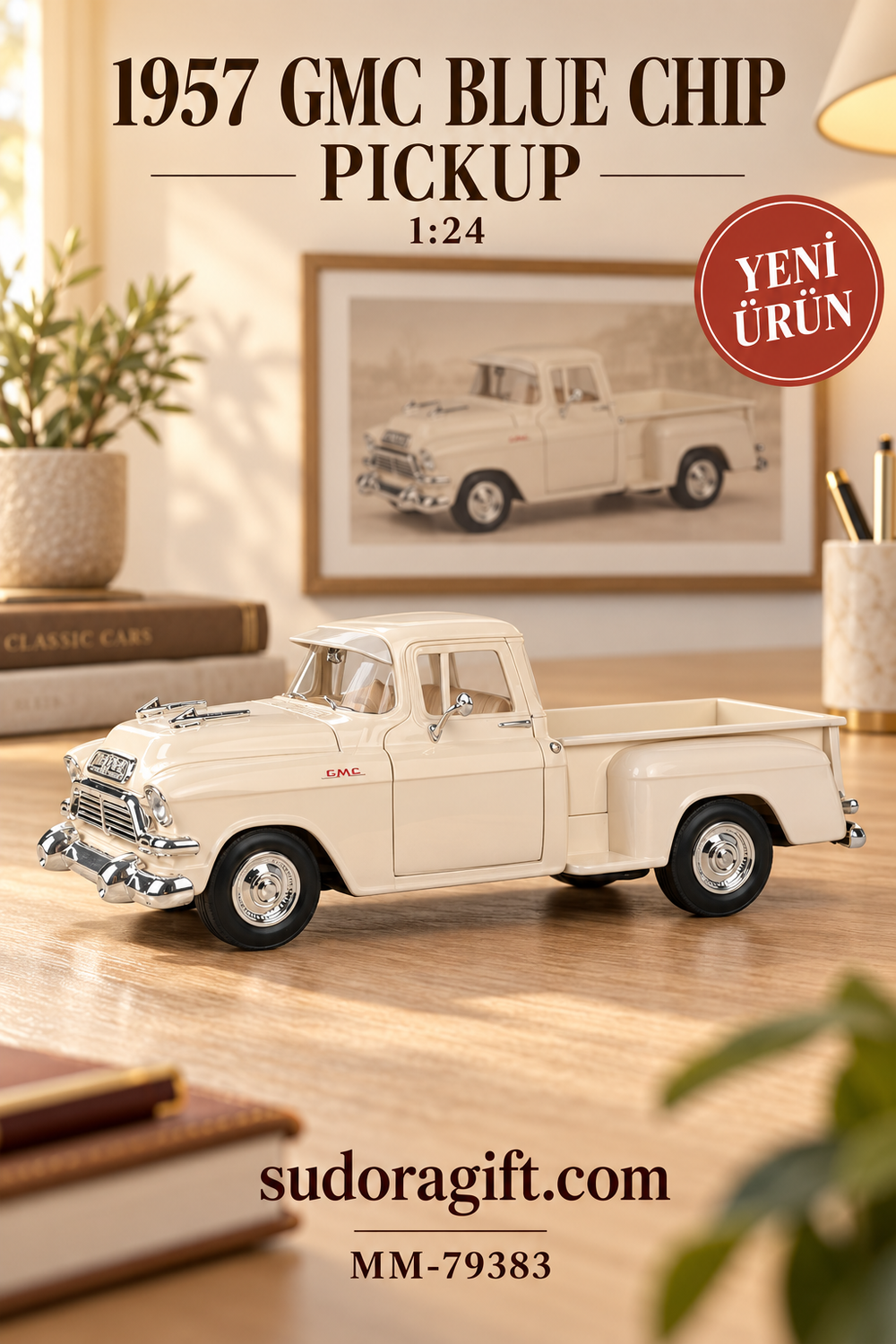 Motormax 1957 GMC Blue Chip Pickup 1:24 Metal Model Araba – MM-79383 – Sol Gorunum