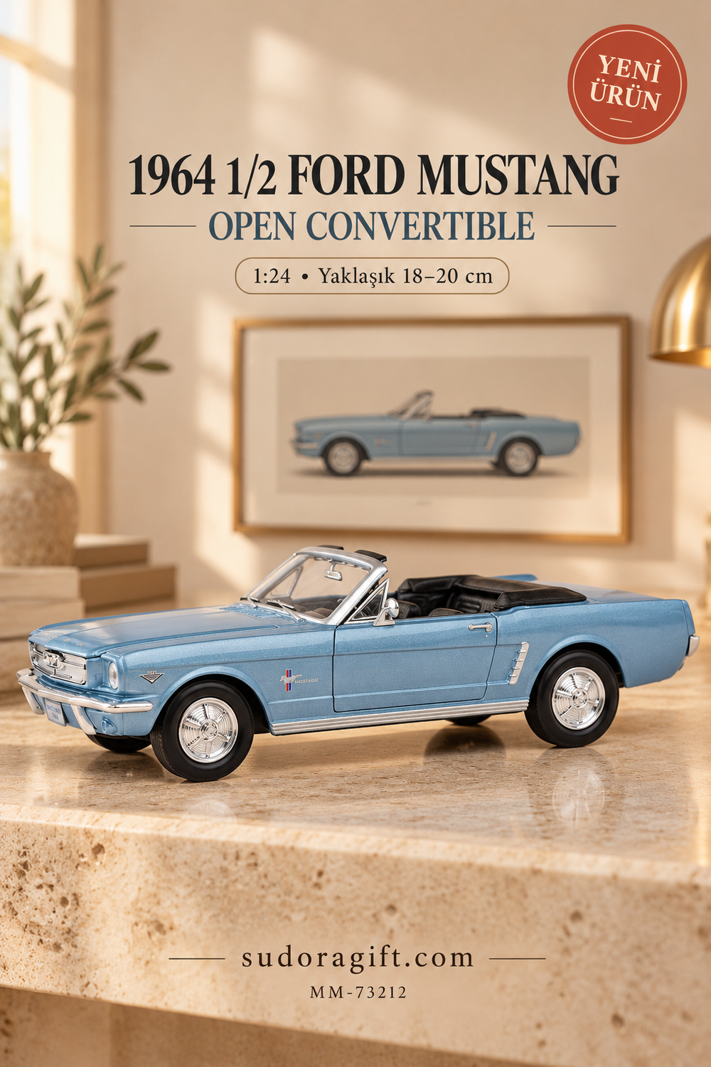Motormax 1964½ Ford Mustang Cabrio 1:24 Metal Model Araba – MM-73212 – Sol görünüm