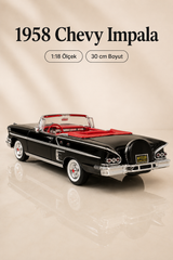 1958 Chevrolet Impala Siyah Cabrio 1:18 Ölçek 30 cm Model Araba