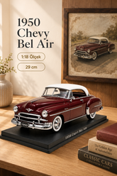 1950 Chevy Bel Air Bordo 1:18 Ölçek Diecast Model Araba – 29 cm Koleksiyonluk Klasik Amerikan Aracı