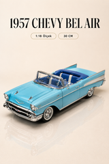 1957 Chevrolet Bel Air Mavi Cabrio 1:18 Ölçek 30 cm Model Araba