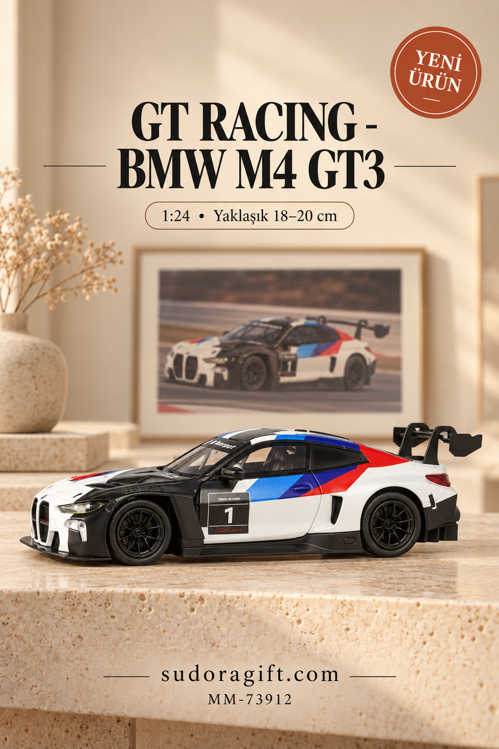 Motormax GT Racing BMW M4 GT3 1:24 Metal Model Araba – MM-73912 – Sol görünüm