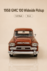 1958 GMC 100 Wideside Pickup Bakır Kahverengi 1:24 Ölçek 18 cm Model Araba
