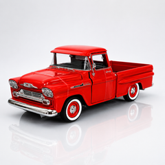1958 Chevy Apache Fleetside Pickup (Kırmızı) 1:24 Seri Nostaljik Metal Araba