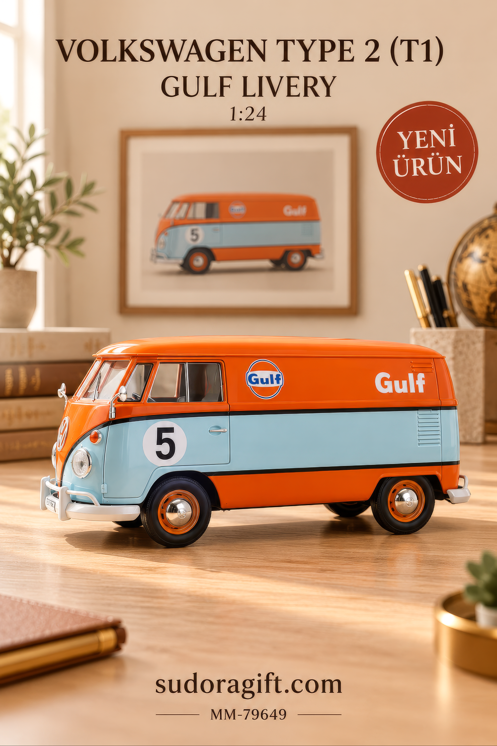 Motormax Gulf Volkswagen Type 2 T1 1:24 Metal Model Araba – MM-79649 – Sol Gorunum