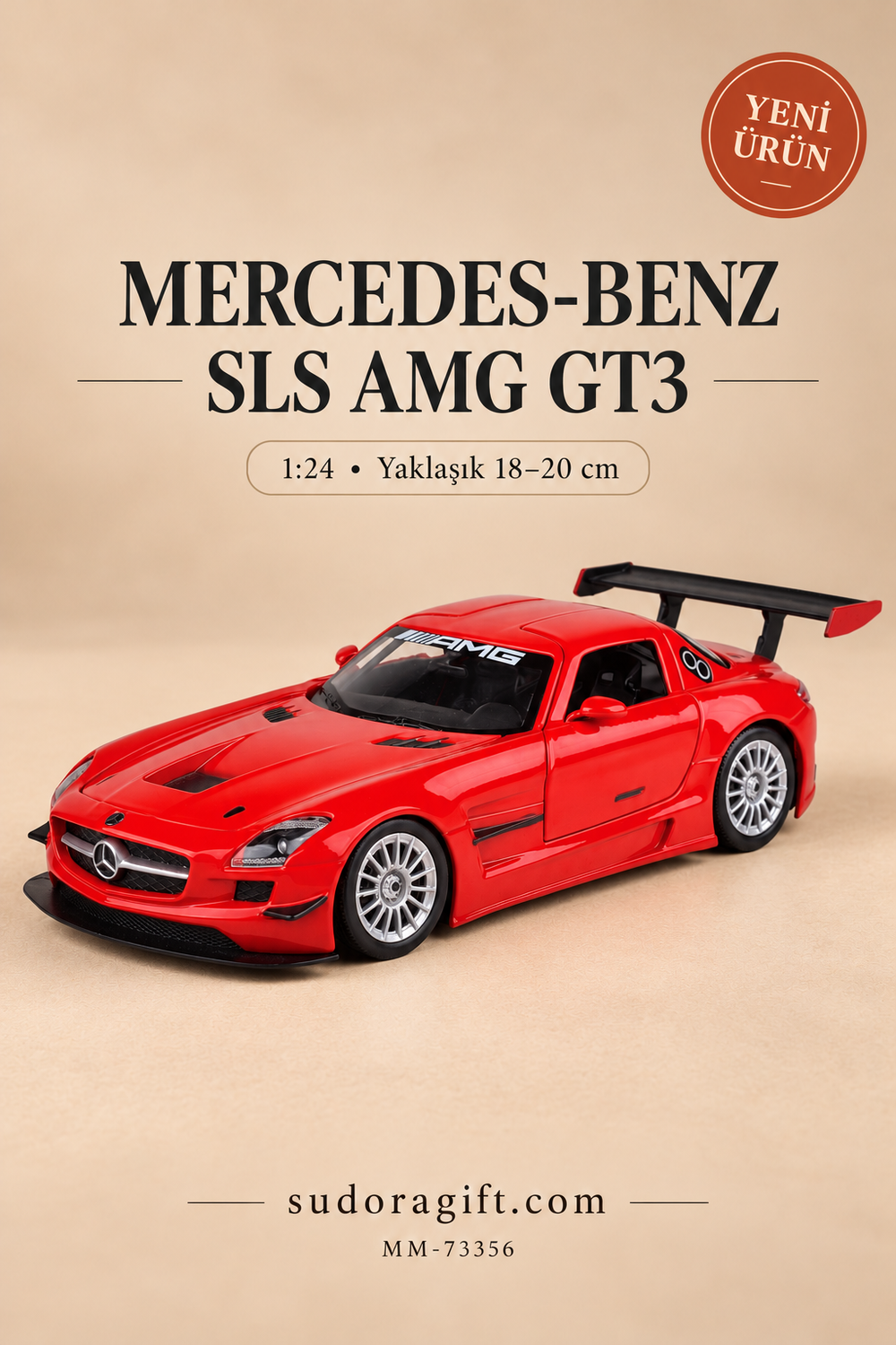 Motormax Mercedes-Benz SLS AMG GT3 1:24 Metal Model Araba – MM-73356 – Ana görsel