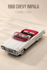 1960 Chevrolet Impala Beyaz Cabrio 1:18 Ölçek 30 cm Model Araba