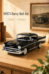 1957 Chevrolet Bel Air Siyah Coupe 1:18 Ölçek 30 cm Model Araba