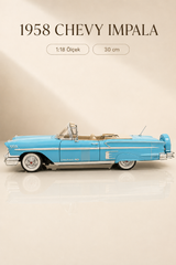 1958 Chevrolet Impala Mavi Cabrio 1:18 Ölçek 30 cm Model Araba