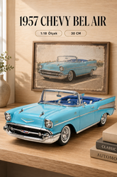 1957 Chevrolet Bel Air Mavi Cabrio 1:18 Ölçek 30 cm Model Araba