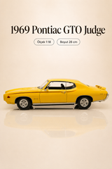 1969 Pontiac GTO Judge Sarı 1:18 Ölçek 28 cm Koleksiyonluk Model Araba