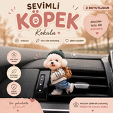 Minik Sevimli Köpek Araç Süsü (Kokulu) 2d Boyut