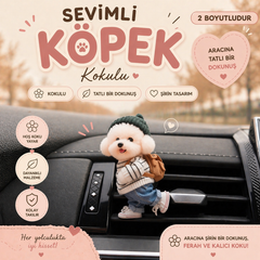 Minik Sevimli Köpek Araç Süsü (Kokulu) 2d Boyut