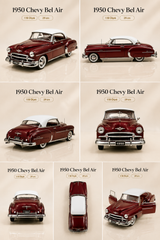1950 Chevy Bel Air Bordo 1:18 Ölçek Diecast Model Araba – 29 cm Koleksiyonluk Klasik Amerikan Aracı