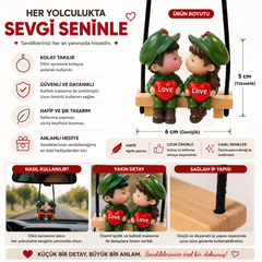 Romantik Çift Araba Aksesuarı – I Love You Yazılı Dekoratif Figür - 5 cm