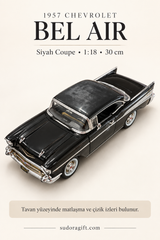 1957 Chevrolet Bel Air Siyah Coupe 1:18 Ölçek 30 cm Model Araba