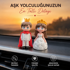 Sevgiliye Hediye Araç İçi Aksesuarı Prens ve Prenses Biblo - 7 cm