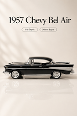 1957 Chevrolet Bel Air Siyah Coupe 1:18 Ölçek 30 cm Model Araba
