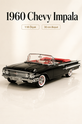 1960 Chevrolet Impala Siyah Cabrio 1:18 Ölçek 30 cm Model Araba