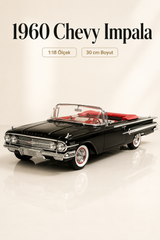 1960 Chevrolet Impala Siyah Cabrio 1:18 Ölçek 30 cm Model Araba