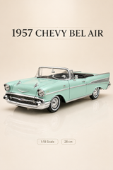 1957 Chevrolet Bel Air Mint Yeşili Cabrio 1:18 Ölçek 28 cm Model Araba