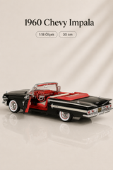 1960 Chevrolet Impala Siyah Cabrio 1:18 Ölçek 30 cm Model Araba