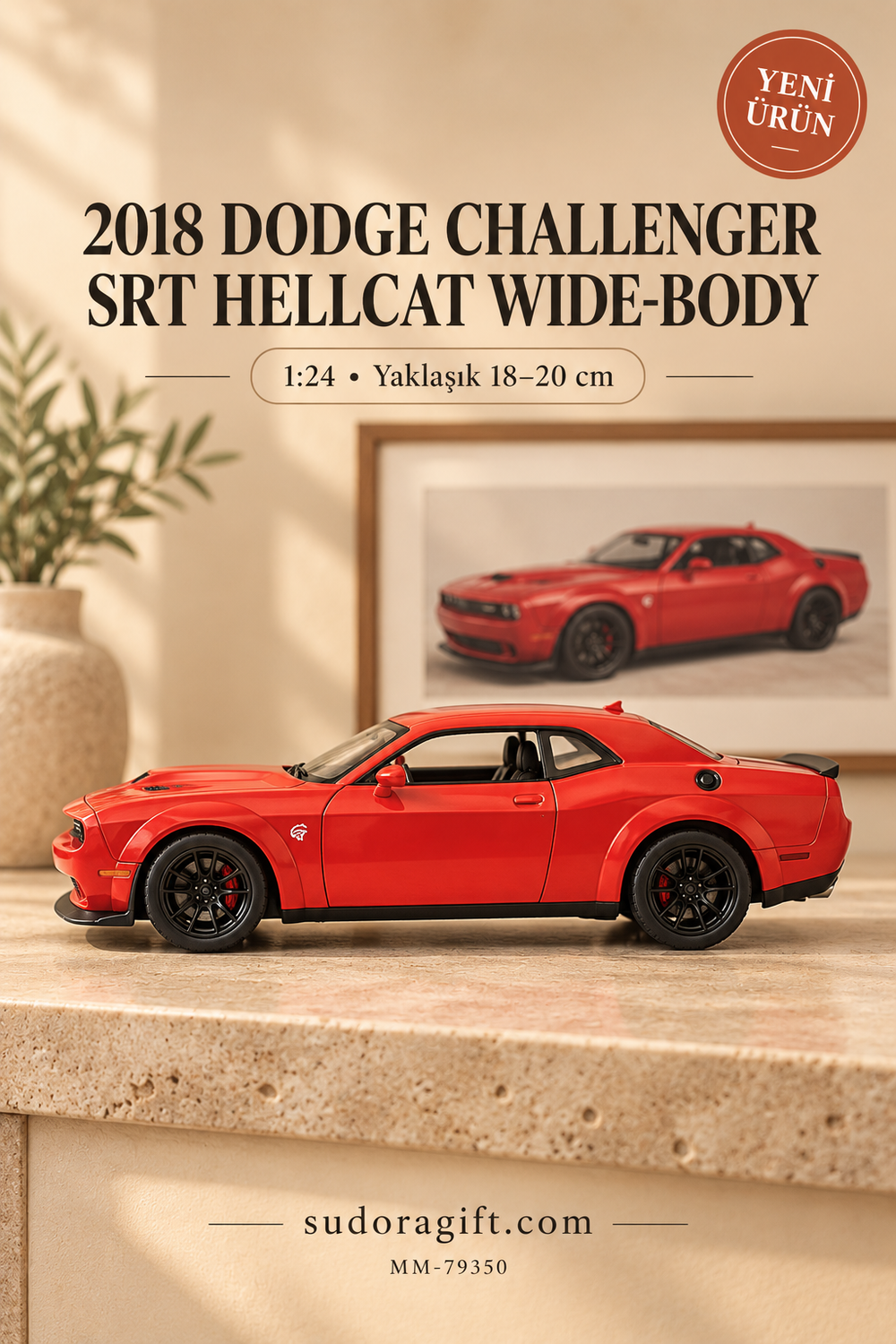 Motormax 2018 Dodge Challenger SRT Hellcat Widebody 1:24 Metal Model Araba – MM-79350 – Sol görünüm