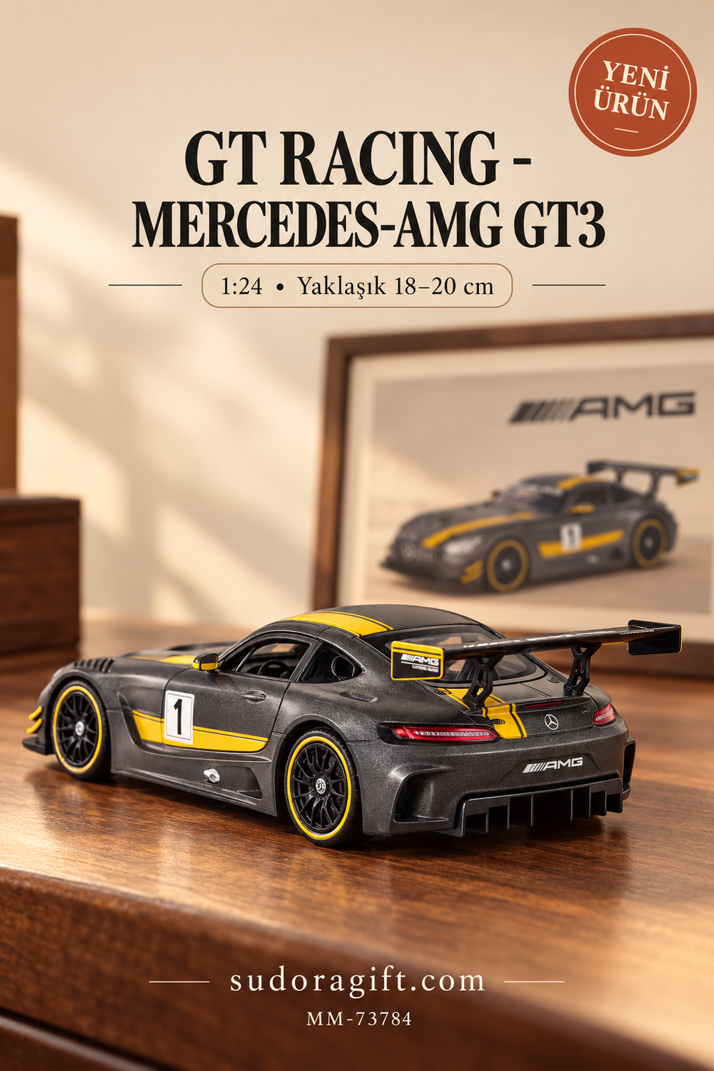 Motormax GT Racing Mercedes-AMG GT3 1:24 Metal Model Araba – MM-73784 – Arka görünüm