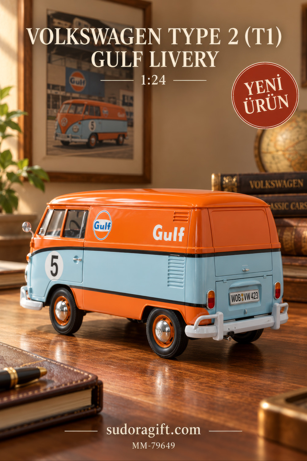 Motormax Gulf Volkswagen Type 2 T1 1:24 Metal Model Araba – MM-79649 – Arka Gorunum