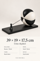 SUDORA Balon tutan figür - Siyah / Krem - Ölçü ve bilgi