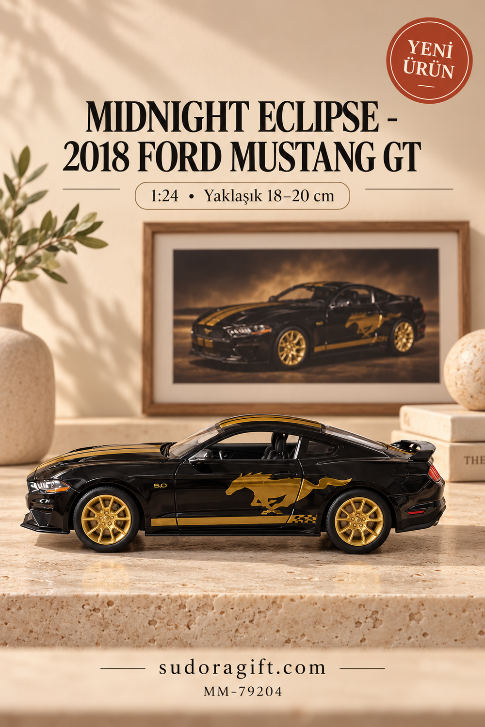 Motormax Midnight Eclipse 2018 Ford Mustang GT 1:24 Metal Model Araba – MM-79204 – Sol görünüm