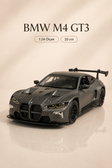 BMW M4 GT3 Metalik Antrasit Gri 1:24 Ölçek 20 cm Koleksiyonluk Model Araba