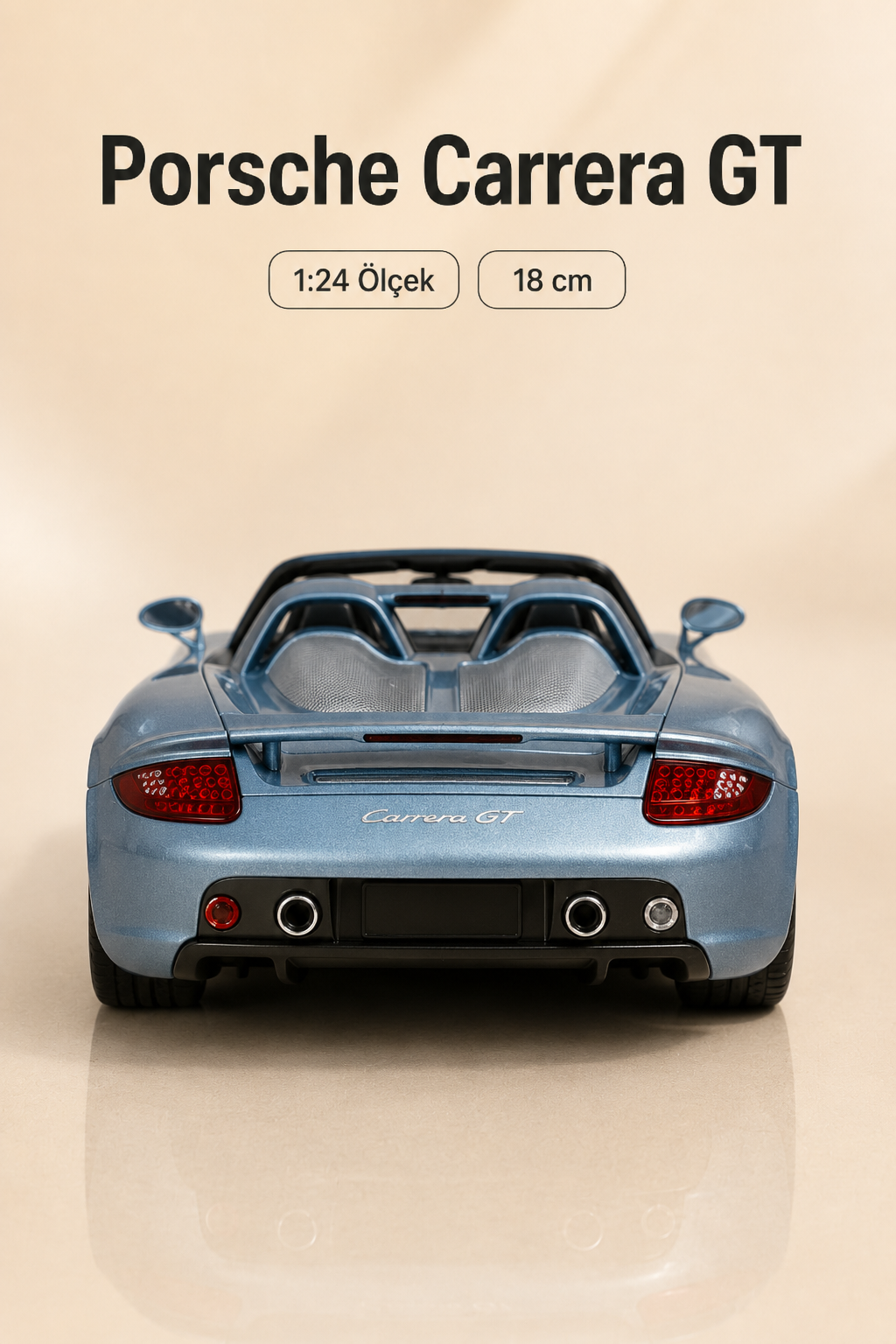Porsche Carrera GT Açık Mavi 1:24 Ölçek 18 cm Koleksiyonluk Model Araba