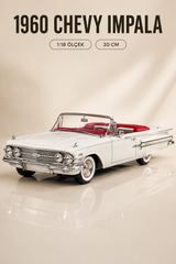 1960 Chevrolet Impala Beyaz Cabrio 1:18 Ölçek 30 cm Model Araba