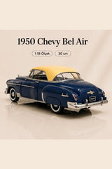 1950 Chevy Bel Air 1:18 Koyu Mavi Ölçek 30 cm Metal Die Cast Model Araba