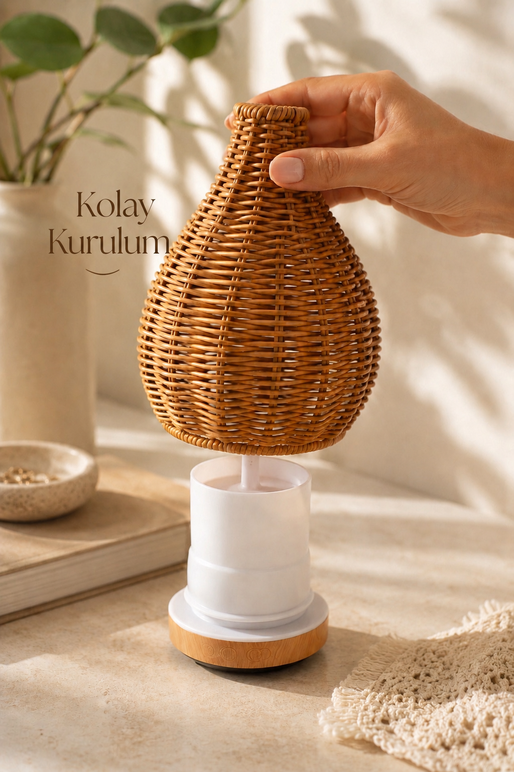 Hasır Görünümlü Aromaterapi Buhurdanlık ve Hava Nemlendirici Hediyelik Eşya