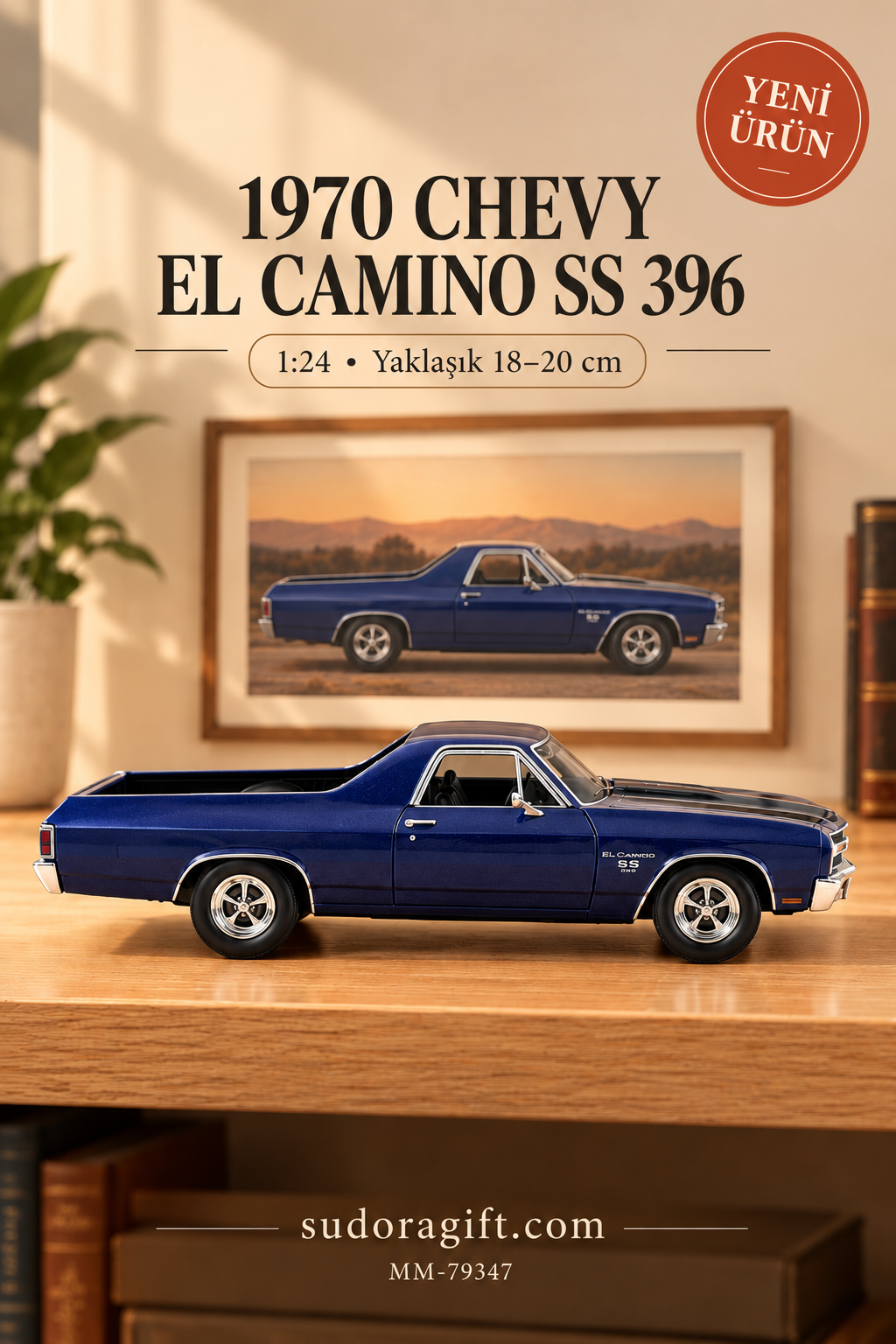 Motormax 1970 Chevrolet El Camino SS 396 1:24 Metal Model Araba